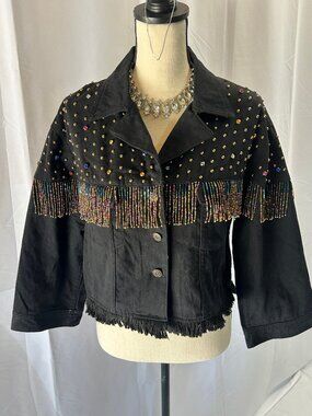 Cristina V Rhinestone black Jacket Size S